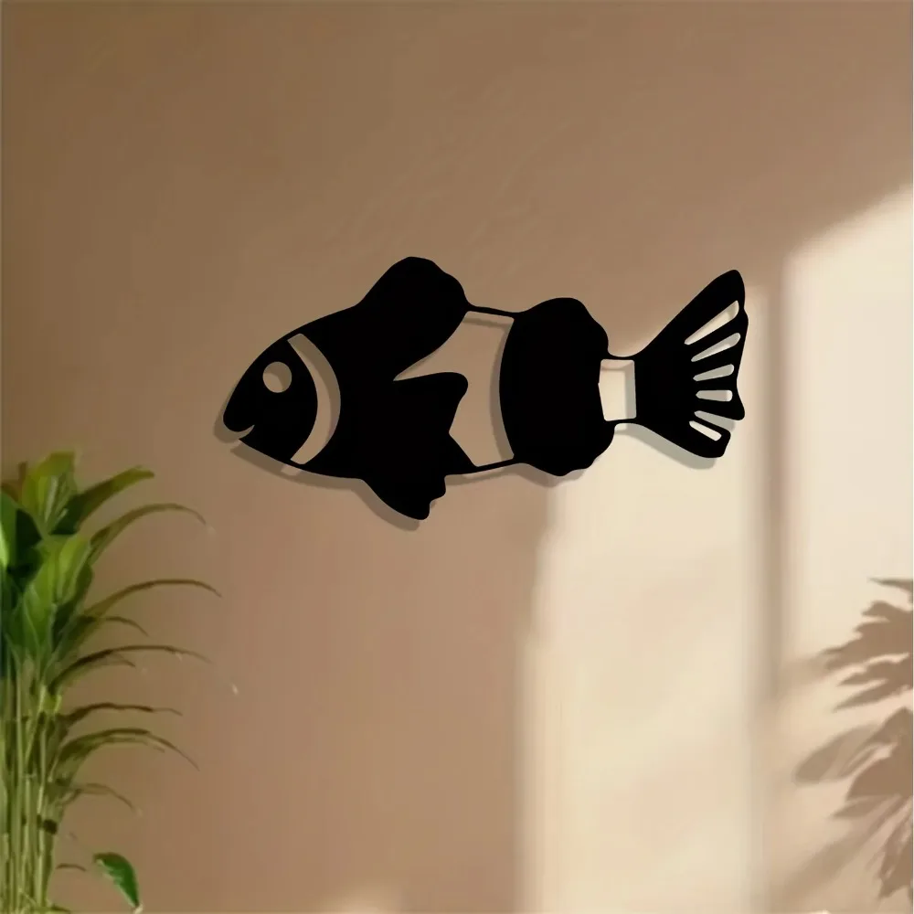 CIFBUY Iron Wall Art Metal Fish Sculpture Weather Resistant Ocean Themed Mural Decor For Living Room Garden Home Decoration