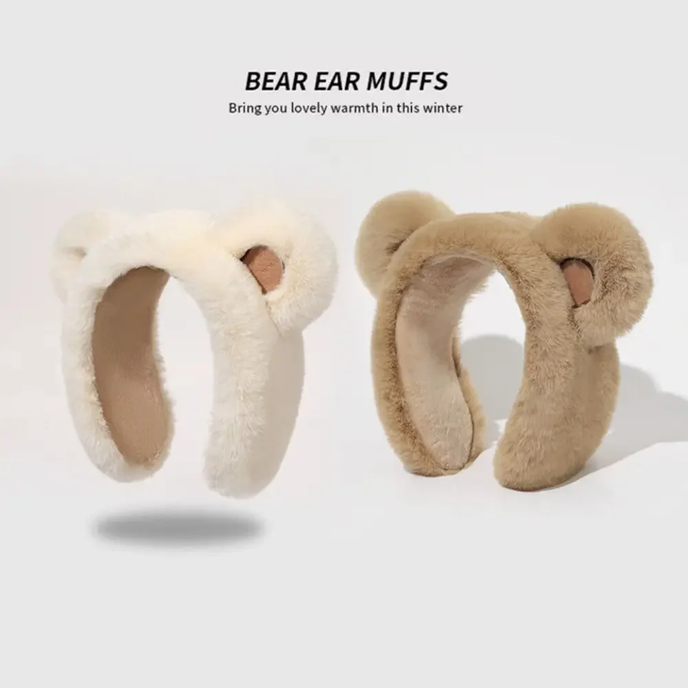 Fashion Plush Winter Bear Earmuffs Anti-Freeze Cartoon Ear Protection Cover Keep Warm Thickening Ear Warmer for Women Girls