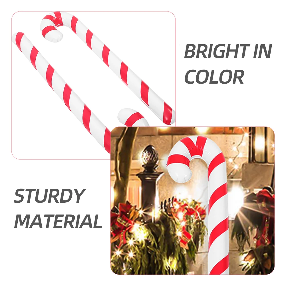 

10 Pcs Ornament Inflatable Crutches Candy Cane Props Festival Themed Canes Balloons