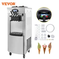 VEVOR large capacity soft ice cream machine 20-28L/H 2200W power dual 6-liter hopper with pre cooled LCD panel and egg tray
