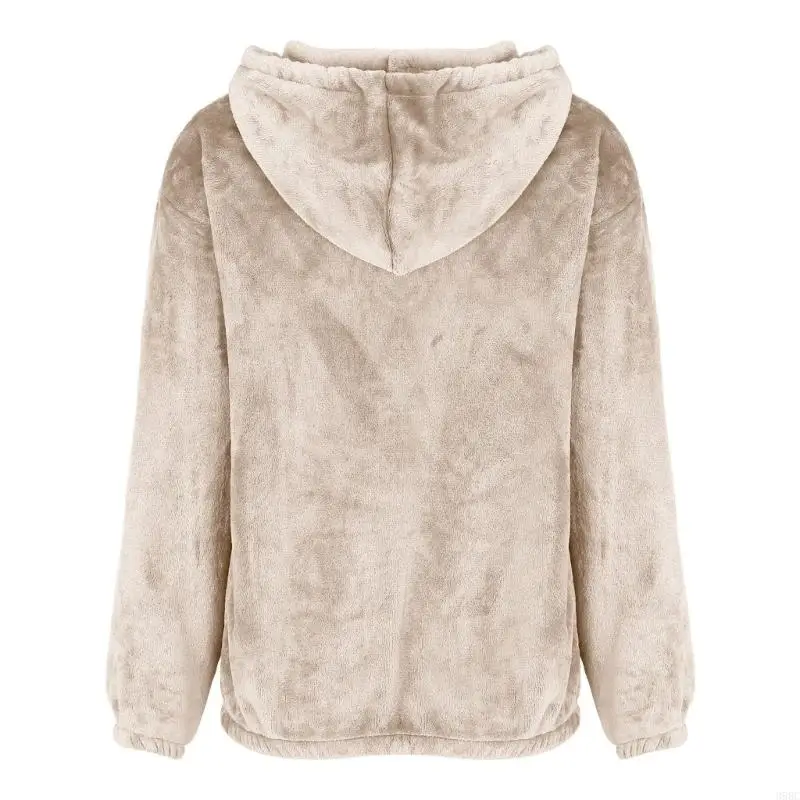 39BC Women's Winter Hooded Sweatshirt Full Zip Plush Lined For Warmth And Storage