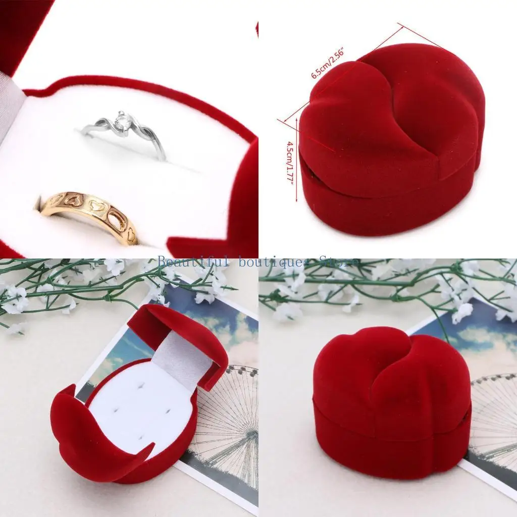 

U4LF Heart to Heart Double Ring Box Pendant Box Earring Box Ring Necklace Jewelry Gift Storage for Wedding