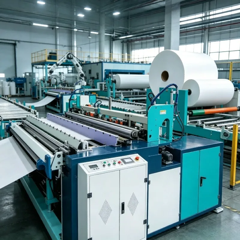 FOB Price Toilet Paper Manufacturing Equipment Uniform Clear Emboss Pattern Precise Size Trimming Adjustable Roll Specification