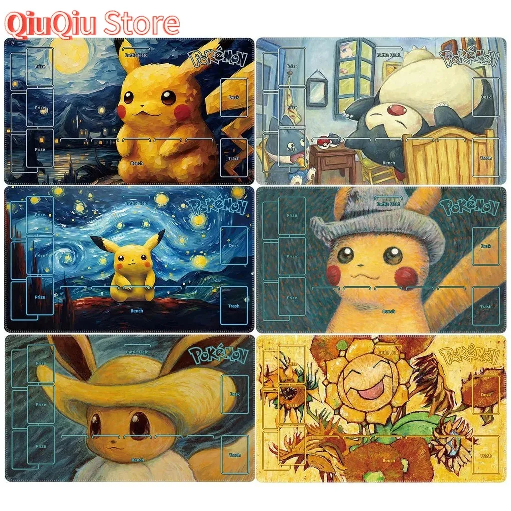

600X350X2Mm PTCG Snorlax Eevee Board Game Card Mat OPCG PTCG Starry Sky Anime Single Battle Table Pad Anime Card Gift Toy