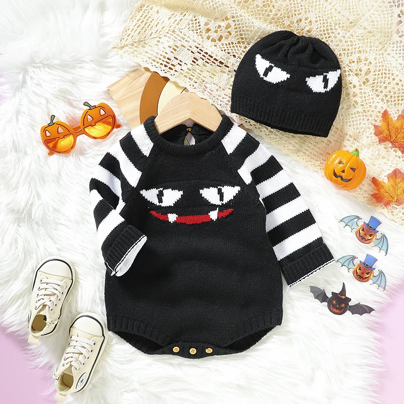 

Infant Clothes Winter Casual Outwear Newborn Boys Girls Halloween Bodysuits Long Sleeves Knitted Toddler Unisex Onesie Coveralls