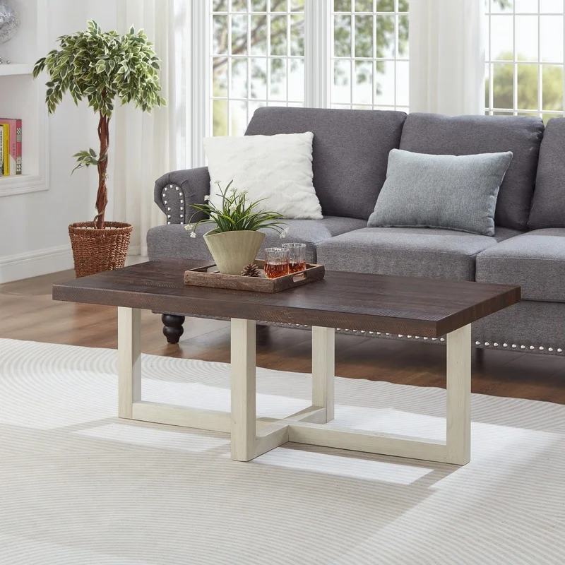 

Roundhill Luno Contemporary Coffee Table in Walnut and White
