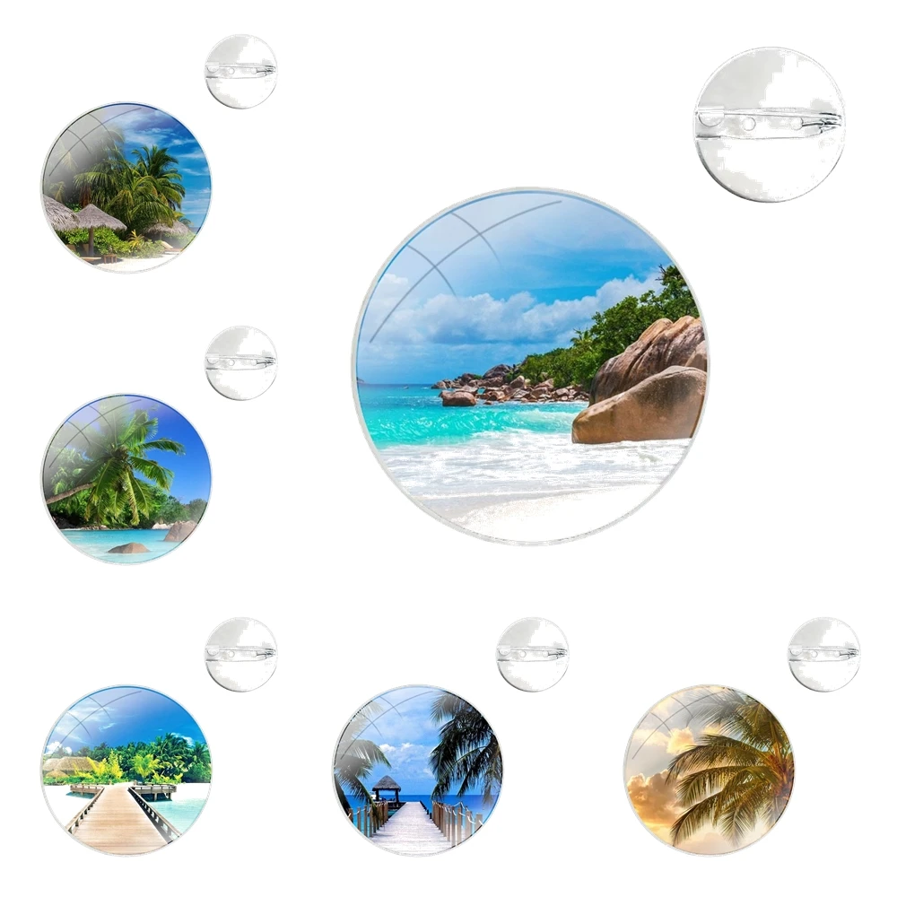 Paradise Beach Summer Pins Badge Metal Brooches For Clothes Backpack Decoration gift