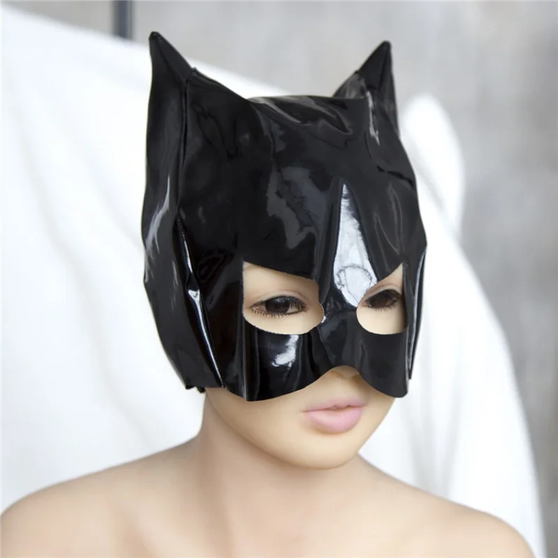 Exotic Sexy Accessories of Leather Fetish Eye Mask Hood for Women Cosplay Flirting Costumes Party Hat Tactical Face Mask Games