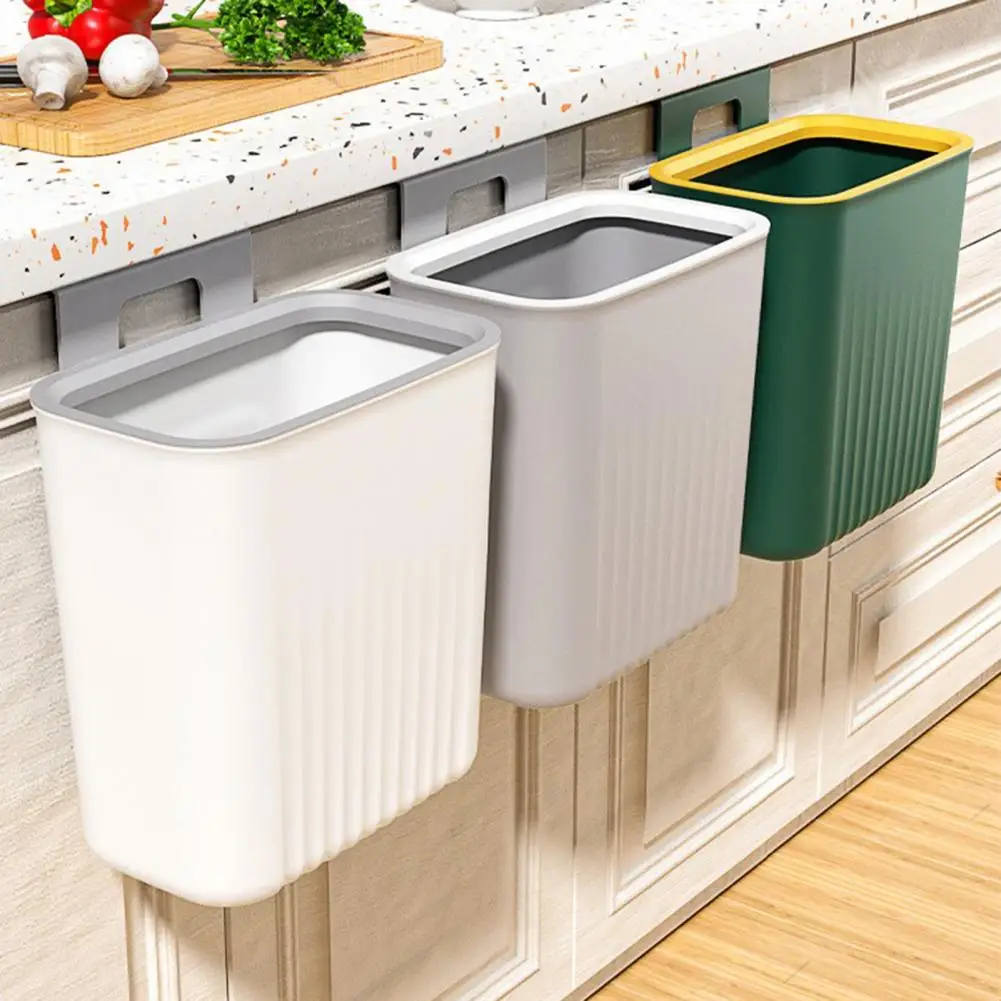 9L Kitchen Trash Can Wall Mount Trash Can Cabinet Storage Smart Bucket Bathroom Livingroom Office Sliding Rubbish Bin Trash Bin