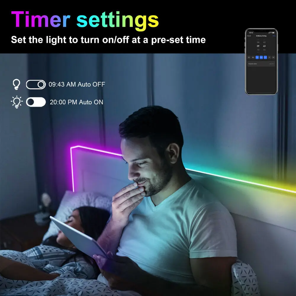 10M 24V RGBIC Neon LED Strip Lights IP65 Waterproof Outdoor/Indoor Use App & Remote Control Color Sync Flexible Rope Light Deco