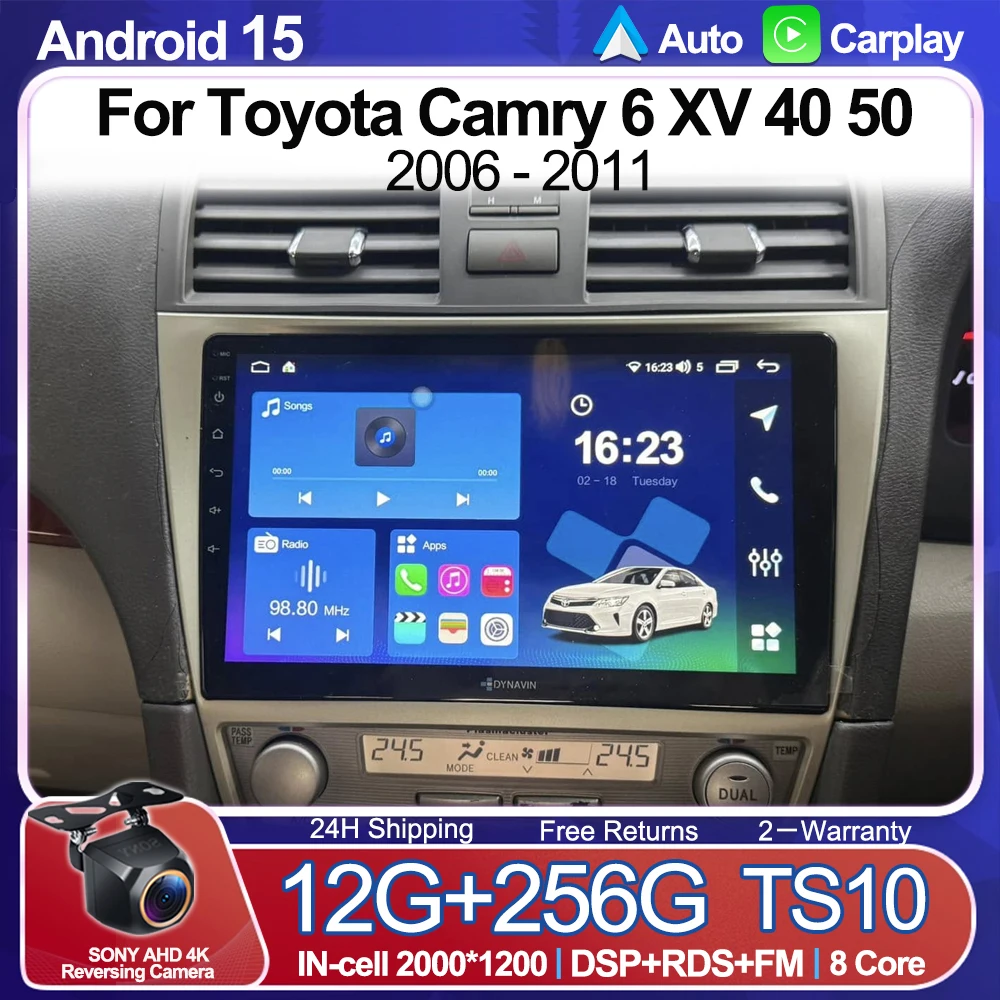 

Android 15 Car Radio Navigation Multimedia For Toyota Camry 6 XV 40 50 2006 - 2011 Carplay Auto 2K Screen Stereo Wireless Player