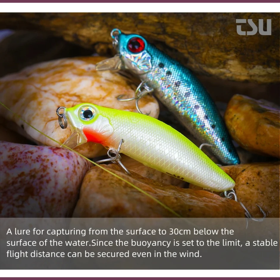 TSURINOYA 4PCS 64F Shallow Runner Floating Minnow DW71 64mm 6.0g River Fishing Ajiing Fishing Lure Wobbler Plastics Fake Bait
