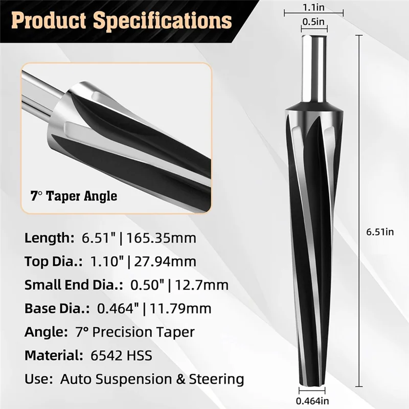 Alesatore conico con giunto sferico A21Q -7 gradi, tirante per alesatore con giunto sferico conico da 1-1/2 pollici al piede, per la riparazione di veicoli fuoristrada