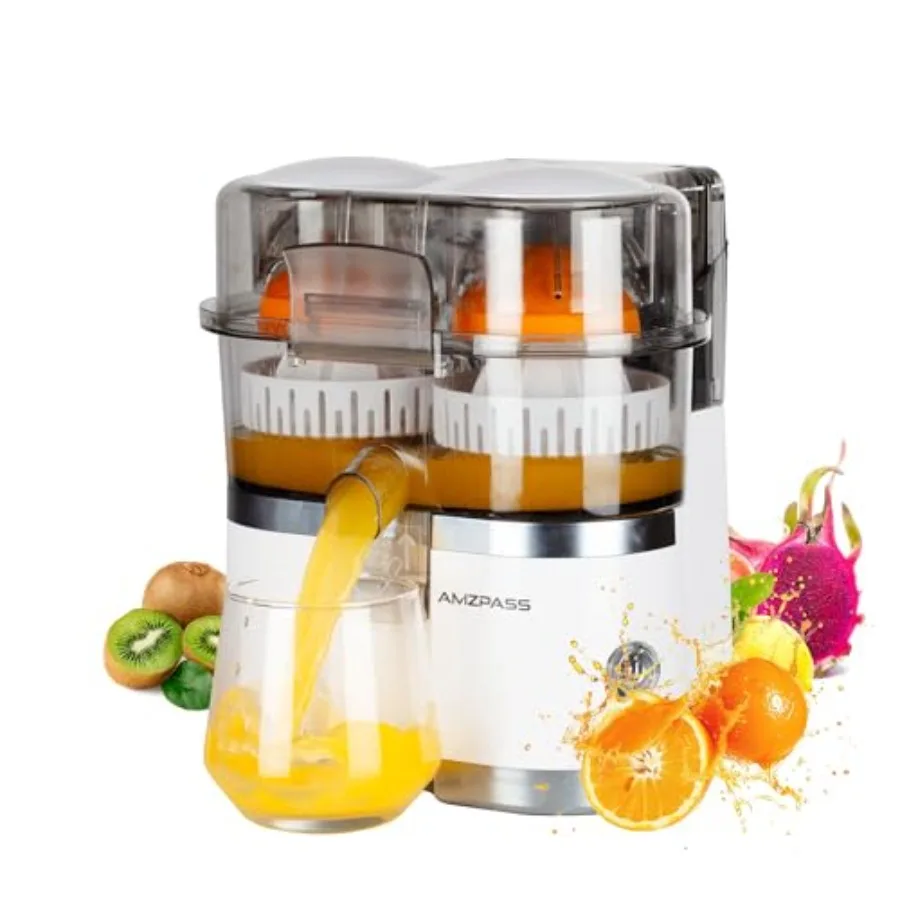 

Dual-Head Electric Orange Juicer for Orange Lemon Lime with Power Cord Cleaning Brush 1-Touch Automatic Juicer Machine High Jui