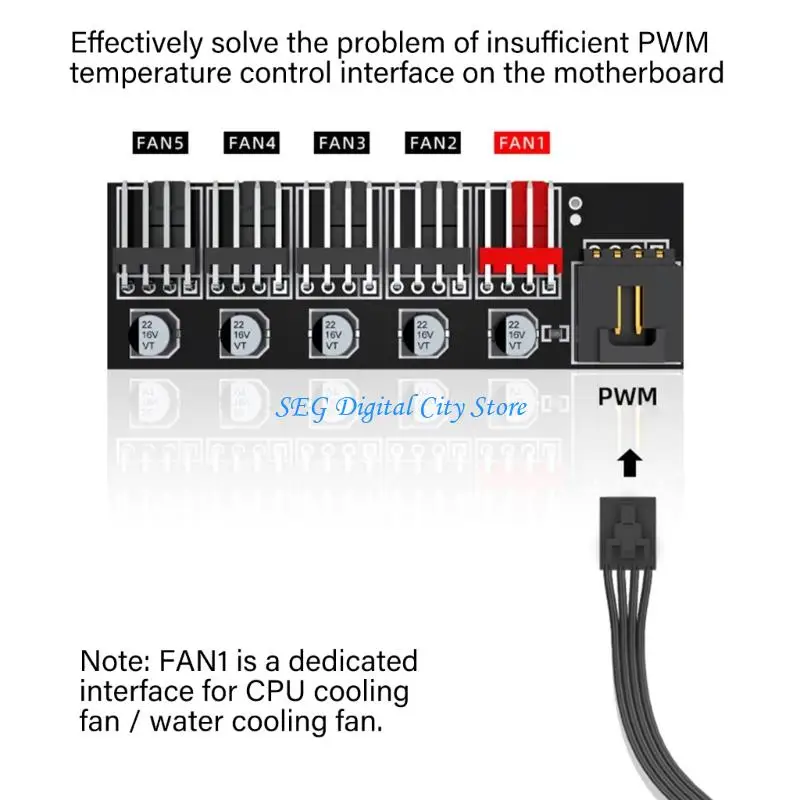 U75B High Efficiency 4Pin Splitter HUBFor Computer Case Fan Supporting Multiple 4Pin Fan High Durability