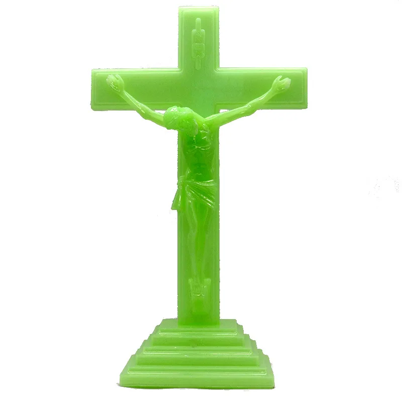 

Luminous Cross Jesus Christian Keychain Vintage Crucifix Trinket Religious Prayer On Car Household Ornaments Crafts Gift