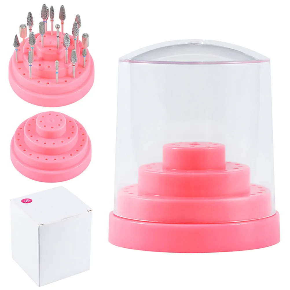 1Pcs Nail Bit Holder Display Box 48 Holes Plastic Storage Case for Manicure Nail Drill Bits Organizer Professional Home Use
