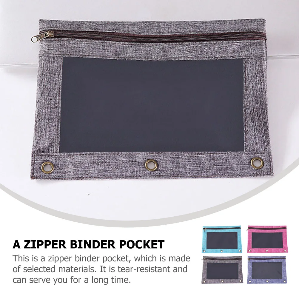 4 stks Bestand Penhouder Oxford PVC Rits Bindmiddel Zakken 3-ring Notebook Document Opslag Draagbare Rits Bindmiddel Zakjes
