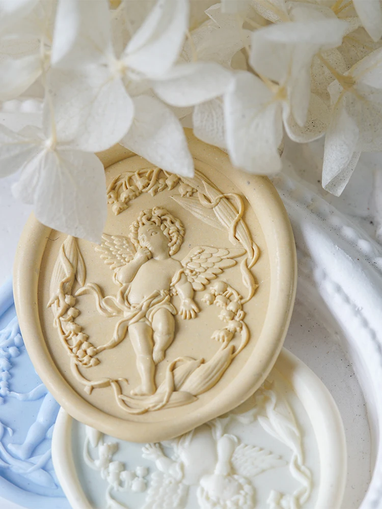 Angel Fire Seal Copper Head Multi-Layer 3d Relief Kids Diy Seal Brass Toy Invitation Letter Envelope Hand Ledge Wax Seal Stamp