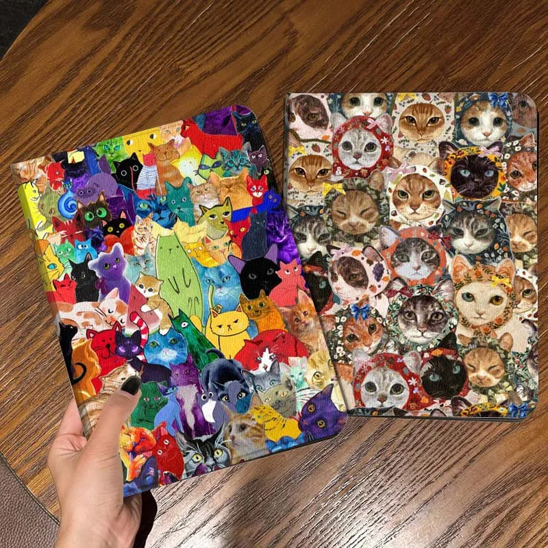 

Cartoon Colorful Cat Pattern Gift Tablet Case For Apple iPad Air Pro mini 1 2 3 4 5 6 7 8 9 11 M2 M3 M5 M4 5th 6th 7th 10th 11th