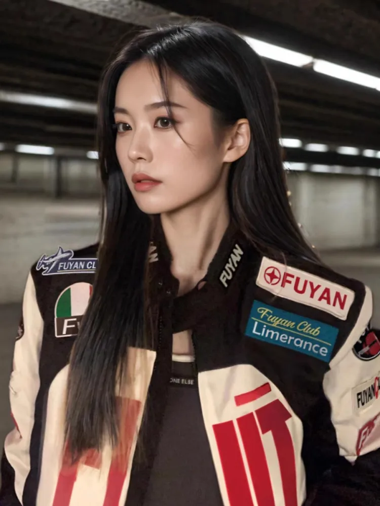 

Racing Motorcycle Jaet Men's Women's Fall New American Retro Design Sense Small ence Knight Coat Casual Straight Tube