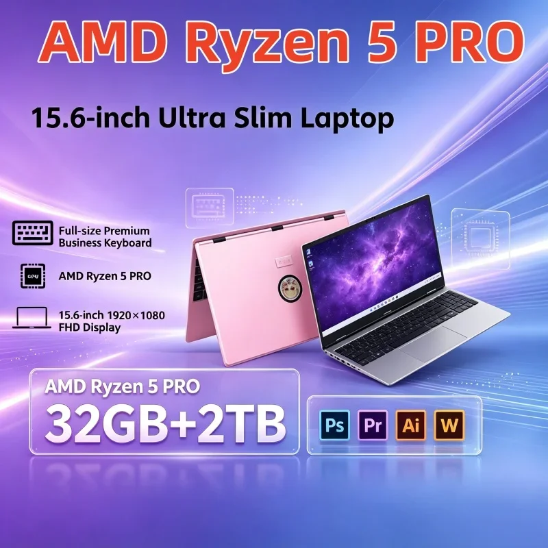 HL156SE 15.6‑Inch Ultra‑Thin Silver Laptop Portable Electronic Notebook Ideal for Students Daily Study & Light‑Weight Office Use
