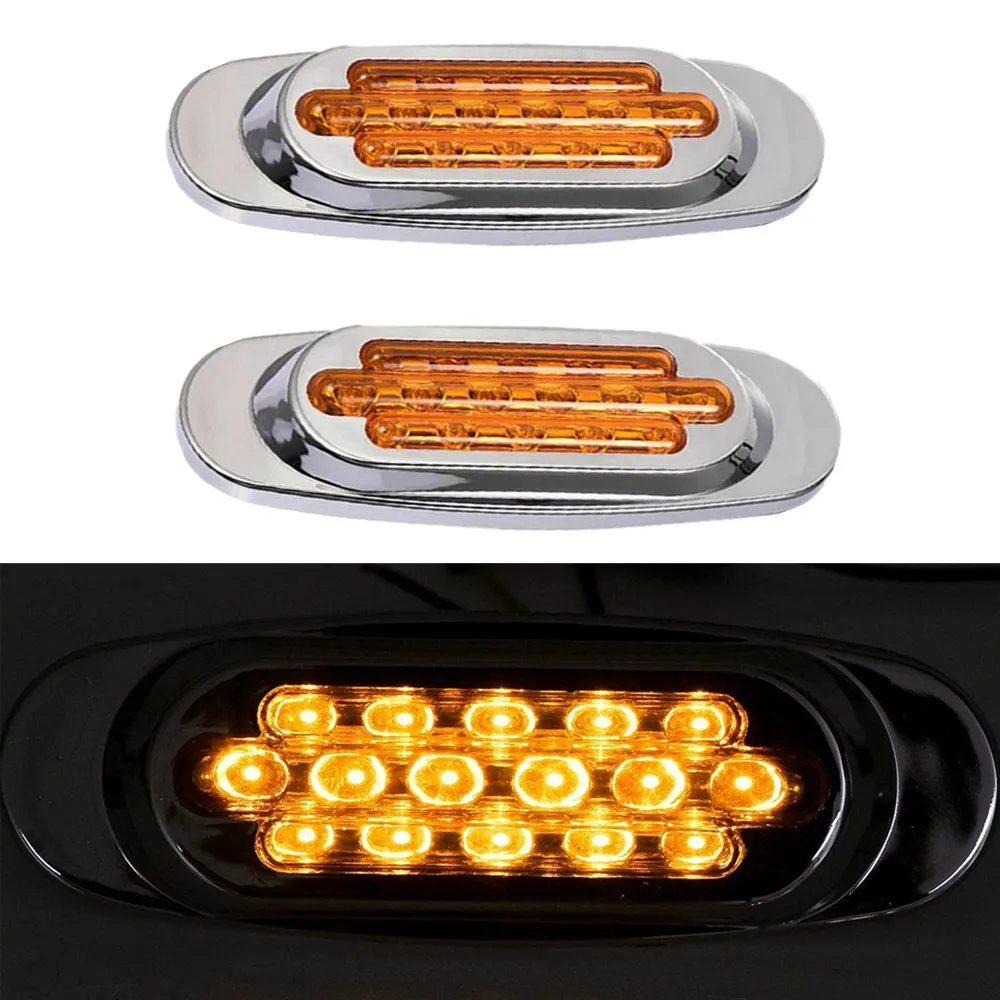 

2PCS LED Side Marker Light 12V-24V Waterproof Outline Clearance Lights Trailer Pickup Side Lights 16LED Warning Turn Signal Ligh