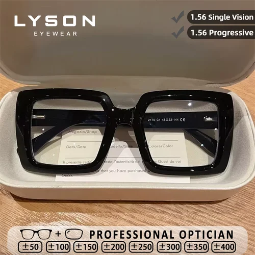 LYSON, gafas de lectura cuadradas con montura grande a la moda, gafas para miopía con bloqueo de luz azul para mujer, gafas progresivas personalizadas
