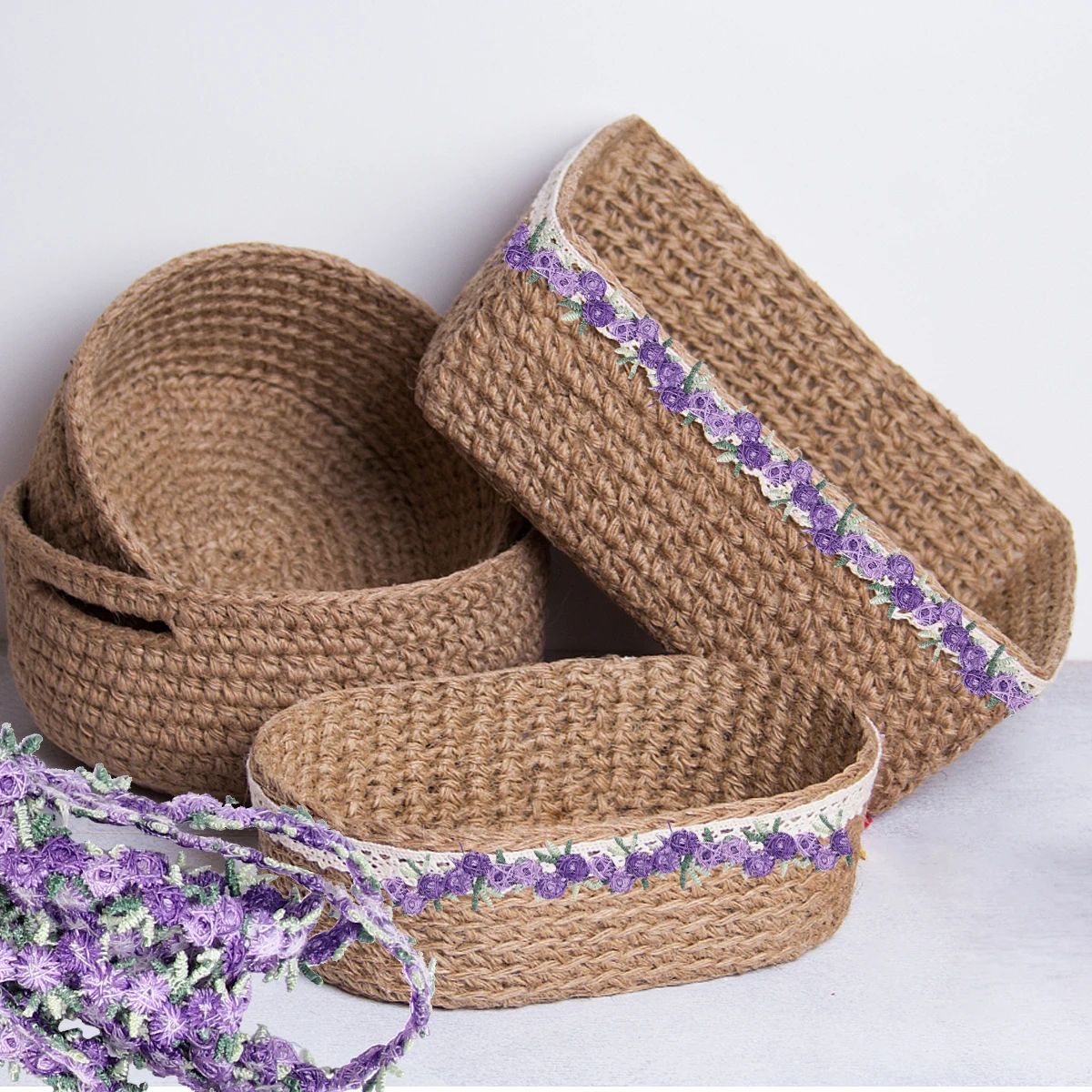 

4 .5m Hair Ribbons Colorful Small Lace Embroidered Trim Embroidery Flowerapplique Sewing Decorate Tiny Purple Miss