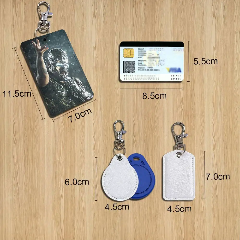 Rio Blinding Lights The Weeknd Rectangle ID Card Case Keychain Access Card Bag Key Tag Ring Leather Card Holder Key Ring Access