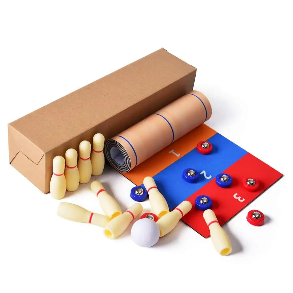 3 in 1 Table Curling Game Bowling Shuffleboard Bar Table Set Family Party Games for Adults Children Gift Mini Table Games