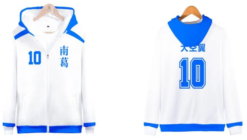 3D Print Anime Captain Tsubasa Ozora Tsubasa Kojiro Hyuga Costume Unisex Hoodie Zipper Hooded Jacket Soccer Jerseys Uniform
