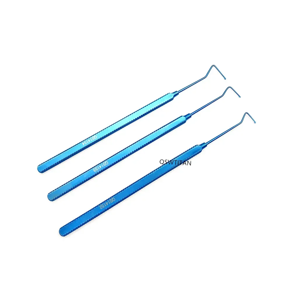 Delicate Muscle Hook  with blunt spatulated tip 8mm /10mm/12mm Titanium Ophthalmic hook double eyelid tools