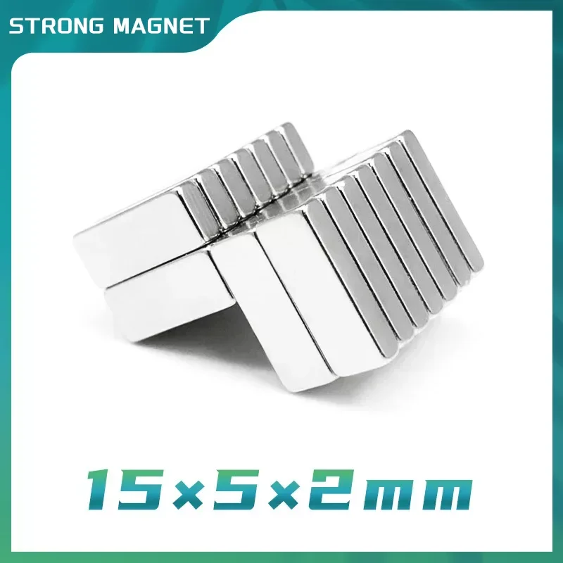 10/20/50/100/150/200/300PCS 15x5x2 Block Search Magnet Strong N35 Quadrate Permanent Neodymium Magnet Sheet 15x5x2mm 15*5*2 mm