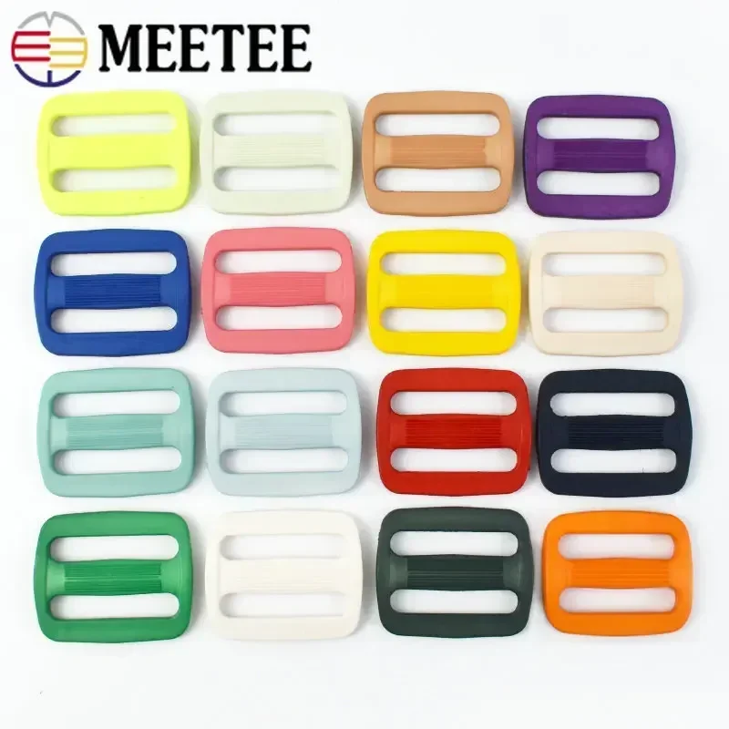 Meetee 20/50Pcs 16/20/25/31mm Plastic Tri-Glide Buckles Adjustable Ring Buckle Bag Straps Slider Clasp DIY Webbing Accessories