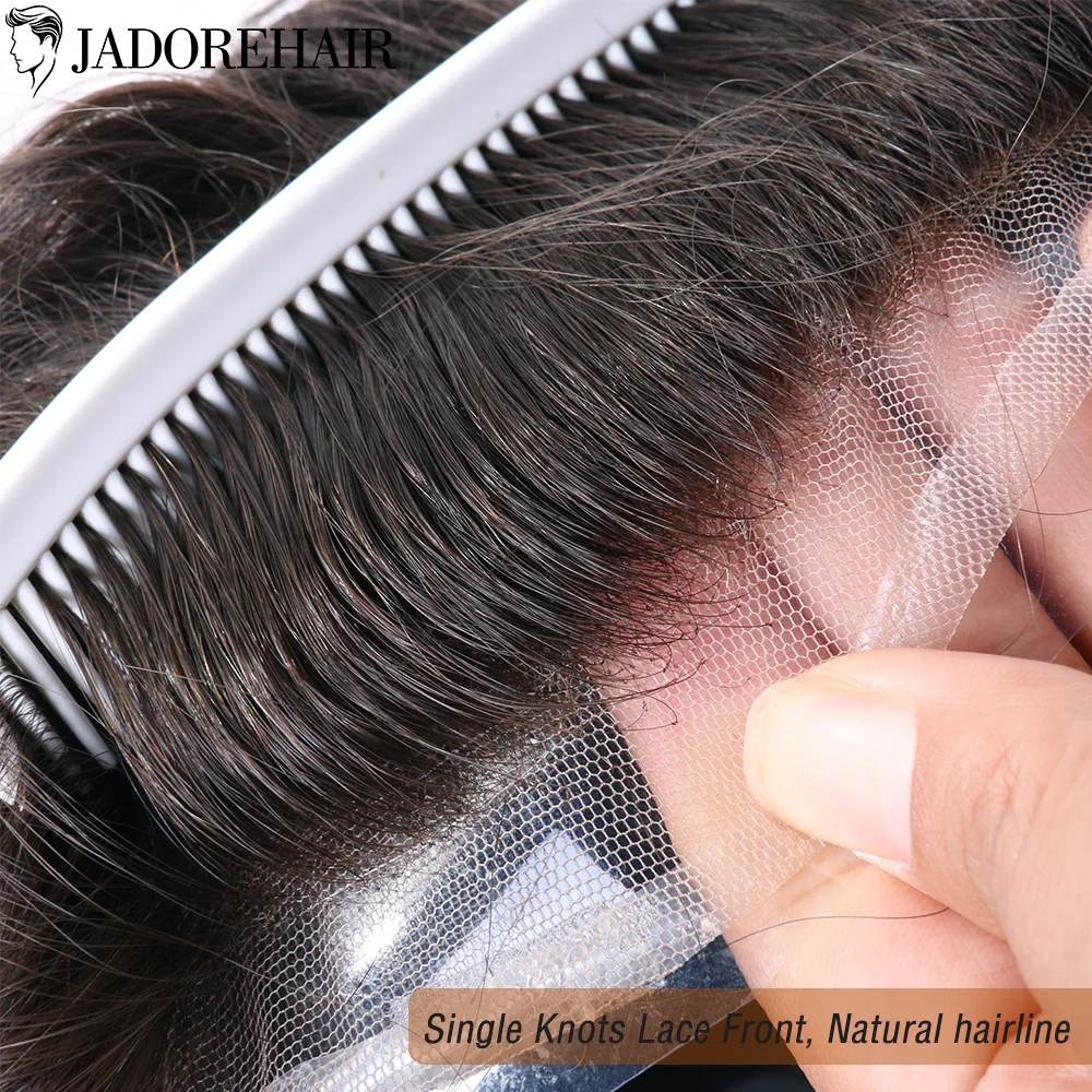 Q6 Hair System Replacement Swiss Lace Front and Ultra-thin PU Skin Base Men Toupee Bleached Knots Male Prosthetic Wig Breathable
