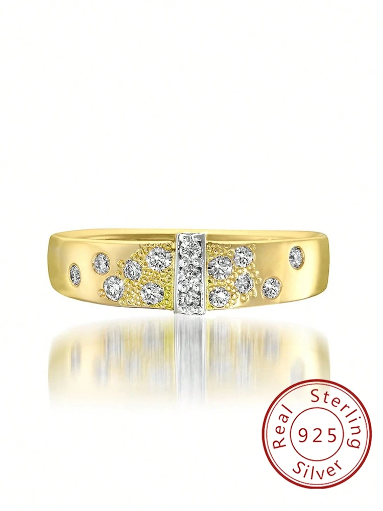 Ring aus 925er-Sterlingsilber, personalisierbar, glänzendes Design, Zirkon-Ring für Damen, Party, Kleidung, Dekor, luxuriös, hochwertiger edler Schmuck