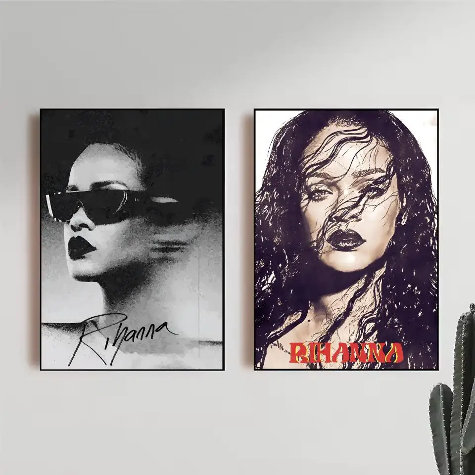 Singer R-Rihanna Poster Trendy Wall Art Good Sticker Printed on PP Paper for Coffee Office Bar Decoration Best Gift