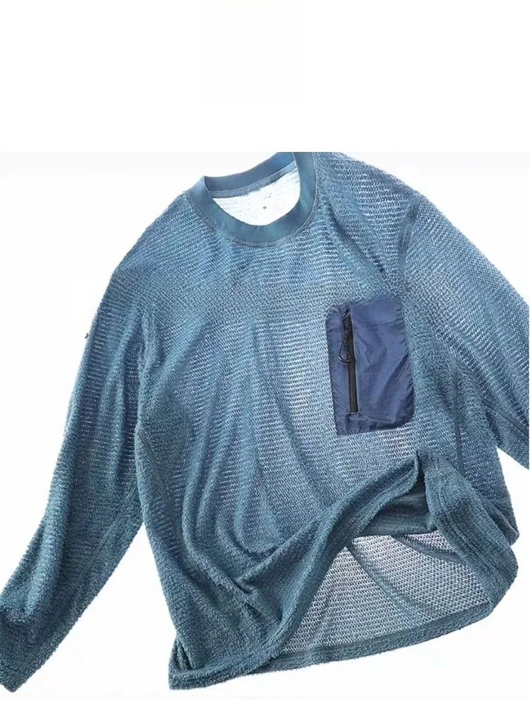Lightweight Outdoor Functionals Men's Sporty Long Sleeve Thermal Base Layer Shirt Thin Fleece Breathable Sweatshirt
