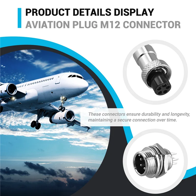 AU61-10Set M12 12 مللي متر موصل الطيران ذكر + أنثى مقبس الهواء الدائري التوصيل موصل لوحة الأسلاك الكهربائية