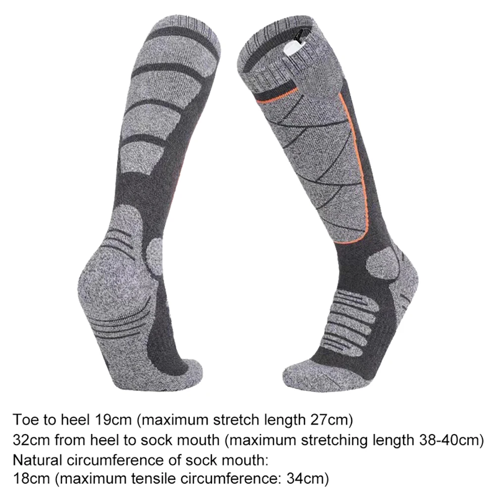 Ensemble de chaussettes chauffantes électriques confortables, chaussettes thermiques, chaussettes élastiques, chaussettes d'extérieur chaudes, 3 modes, degré d'eau, hiver