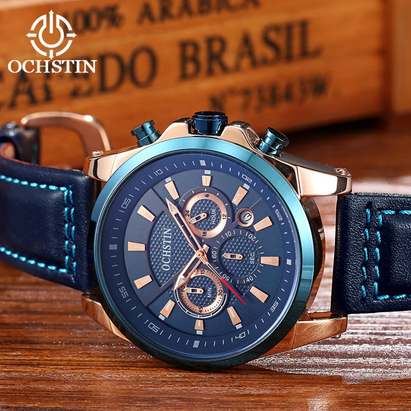 Promotional OCHSTIN 2024 Fashion Trend Multifunction Automatic Quartz Movement Waterproof Watch Men's Quartz Watch