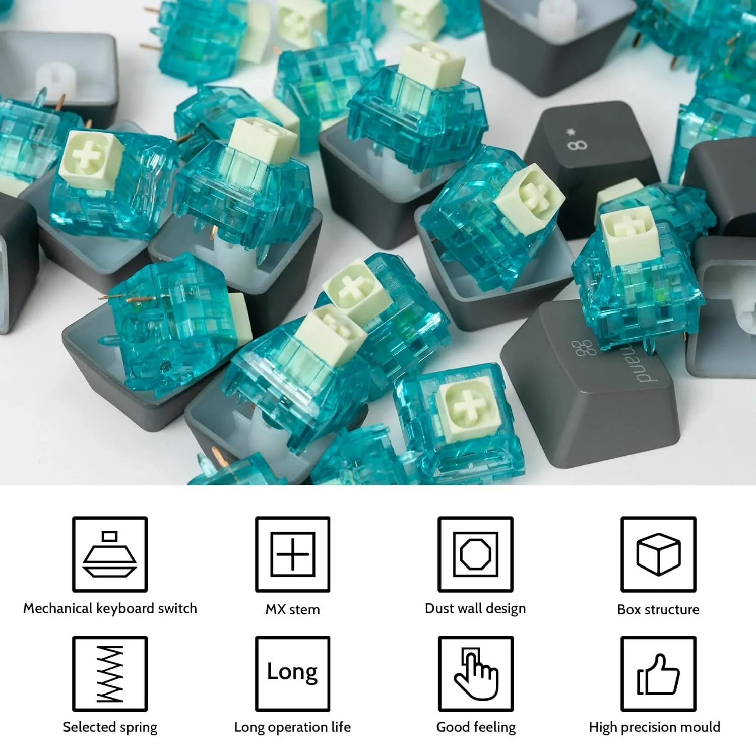 Kailh Box Switch Summer Clicky Tactile Switches for Customize DIY Mechanical Keyboard Compatible Cherry MX 5Pin Switchs Hot swap