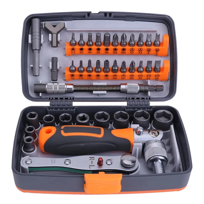 

Набор отверток с храповым механизмом 38 в 1, шестиугольная крестовая магнитная отвертка Torx, прочная ручка с трещоткой, набор инструментов для ремонта удлинителя стержня