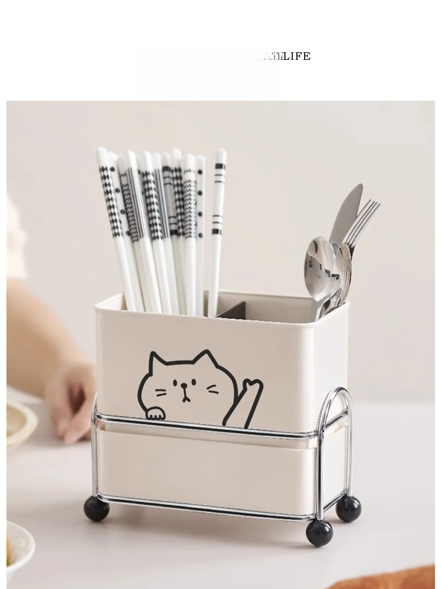 

Tlife Velvet Stainl Steel Kitchen Storage Box Drainable Ra for Chopstis Cute Cartoon Design Chinese Dining Utensils