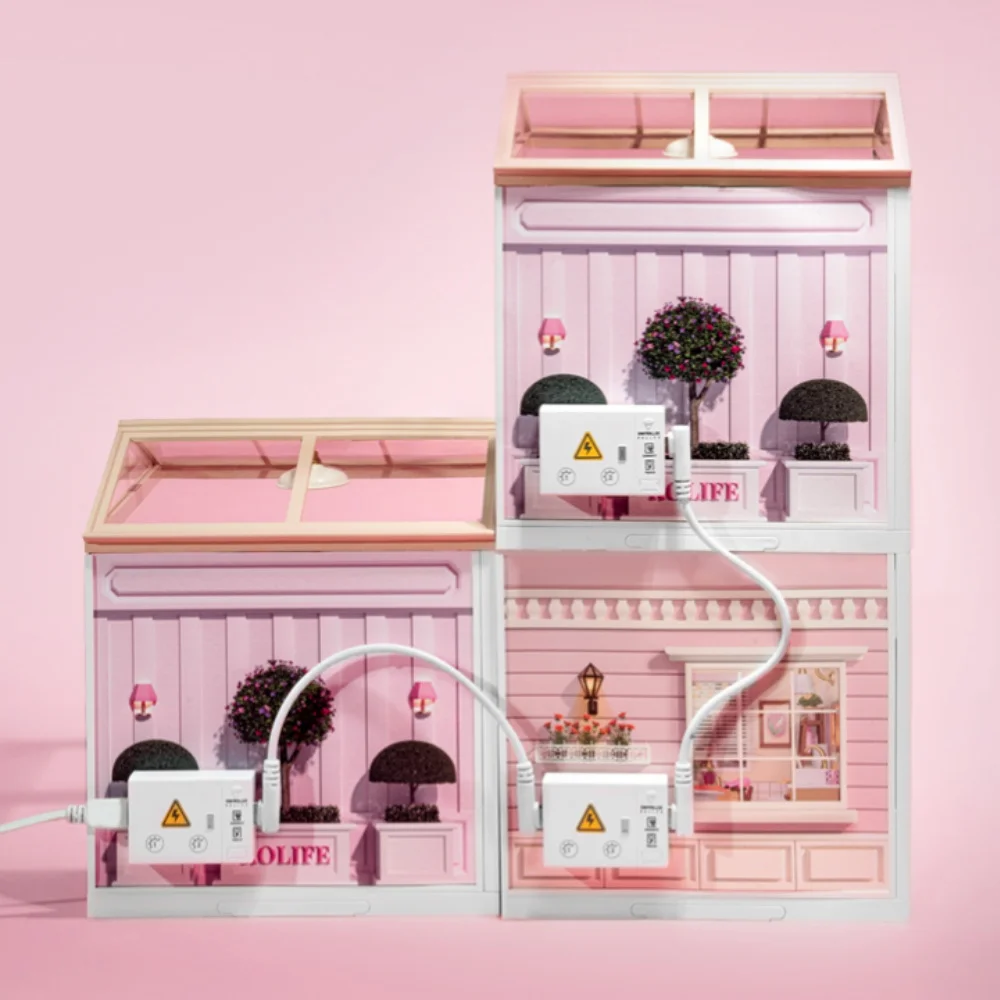 Robotime Rolife Lovely Pink Bedroom DIY Miniature House with Accessories  with LED to Build Decent Birthday Gift DW016