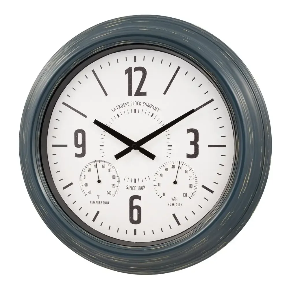 Blue Metal Analog Wall Clock Weathered Finish 18.40