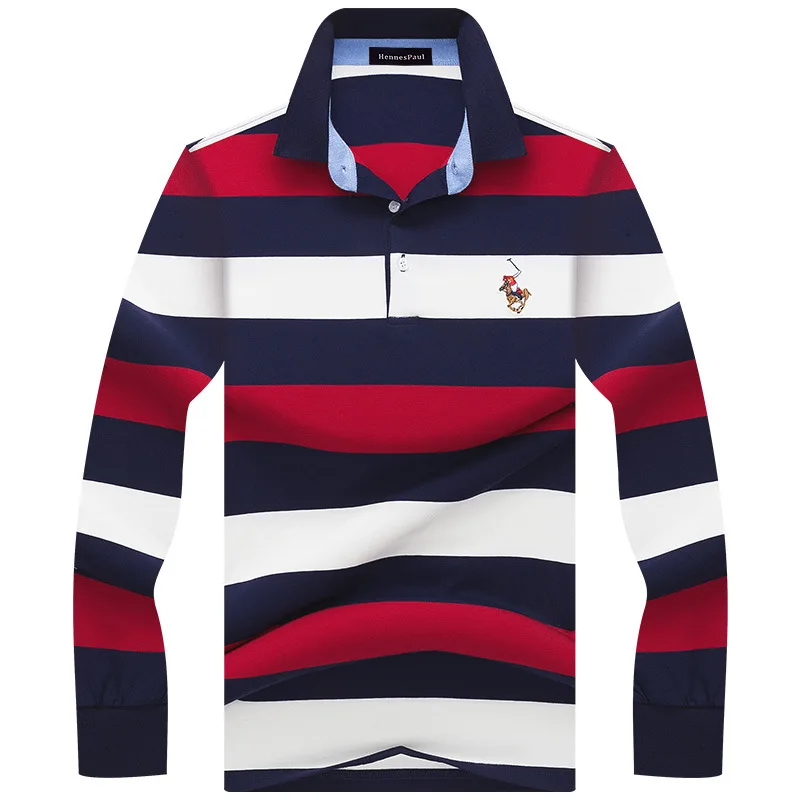 New Arrival 100% Cotton Men's Polo Shirts Luxury Long Sleeve Embroidery Turn Down Collar Spring Autumn Casual Male T-shirts 4XL