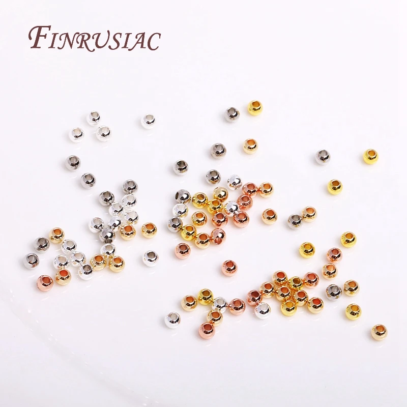 2/2,5/3/4/5/6MM Runde Nahtlose Perlen 14K Gold Überzogene Metall glatte Spacer Perlen Für Armband Hohe Qualität DIY Schmuck Zubehör – Detail 7