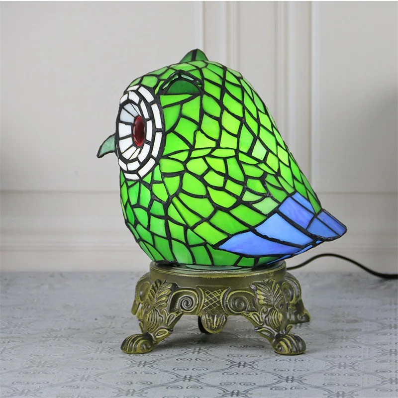 BELLE Tiffany Glass Table Lamp LED Cartoon Creative Owl Desk Light Fashion Decor For Home Children's Bedroom Bedside